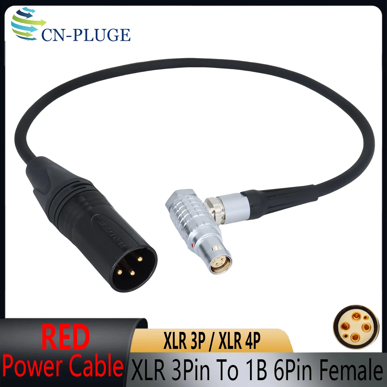XLR 3Pin XLR4Pin To 6Pin Female  RED DSMC3 DSMC2 Camera / DJI Ronin 4D Camera 6Pin Female Power Cable