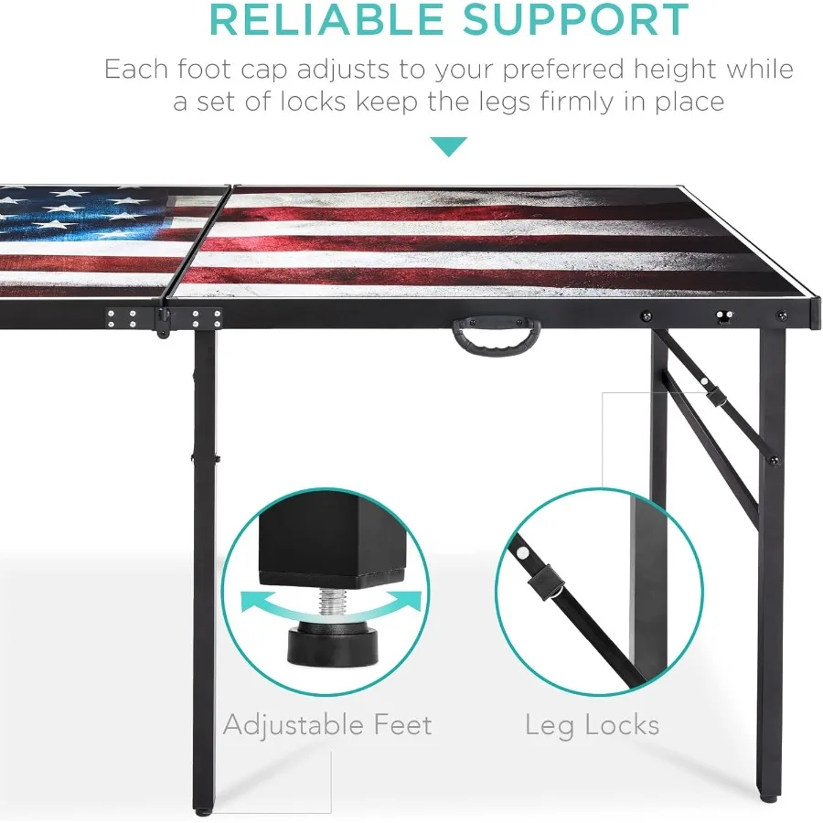 طاولة بينج بونج قابلة للطي متوسطة الحجم مقاس 6 × 3 أقدام للاستخدام الداخلي والخارجي مع مضاربين و4 كرات وحقيبة حمل مثالية للمنزل