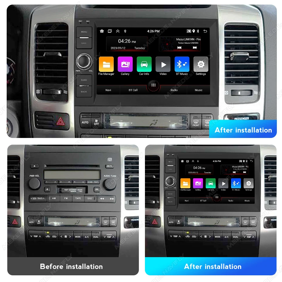 MEKEDE&NAVIFLY 8'' Car Radio Carplay Multimidia Player For Toyota Land Cruiser Prado 120 2004-2009 Intelligent car audio system