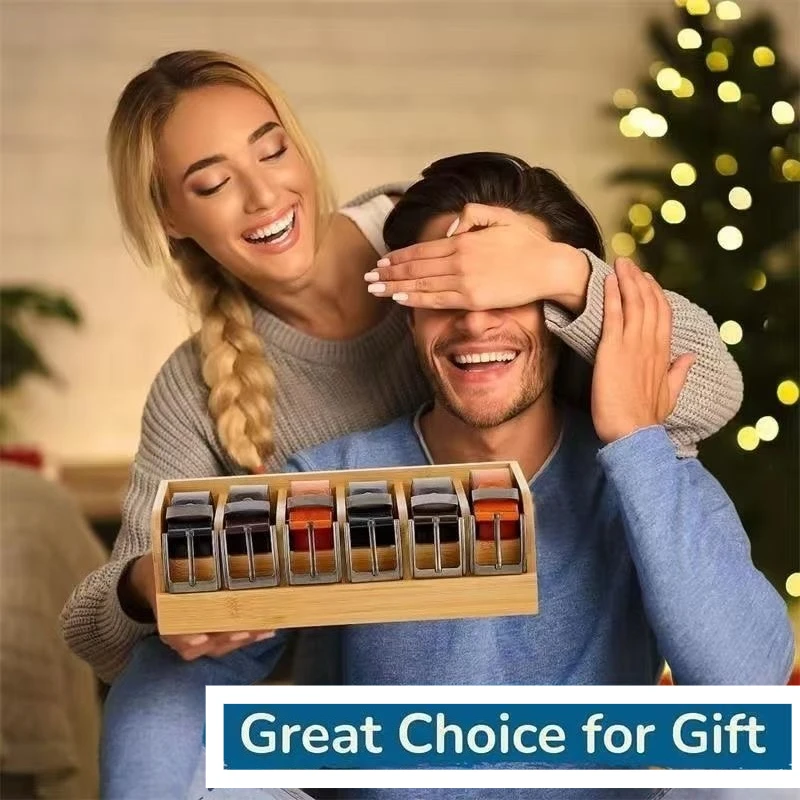 

6 Grid Bamboo Belt Organizer Box Belt Storage Rack for Closet Drawer Save Space Tie Belt Display Case for Men Women Perfect Gift