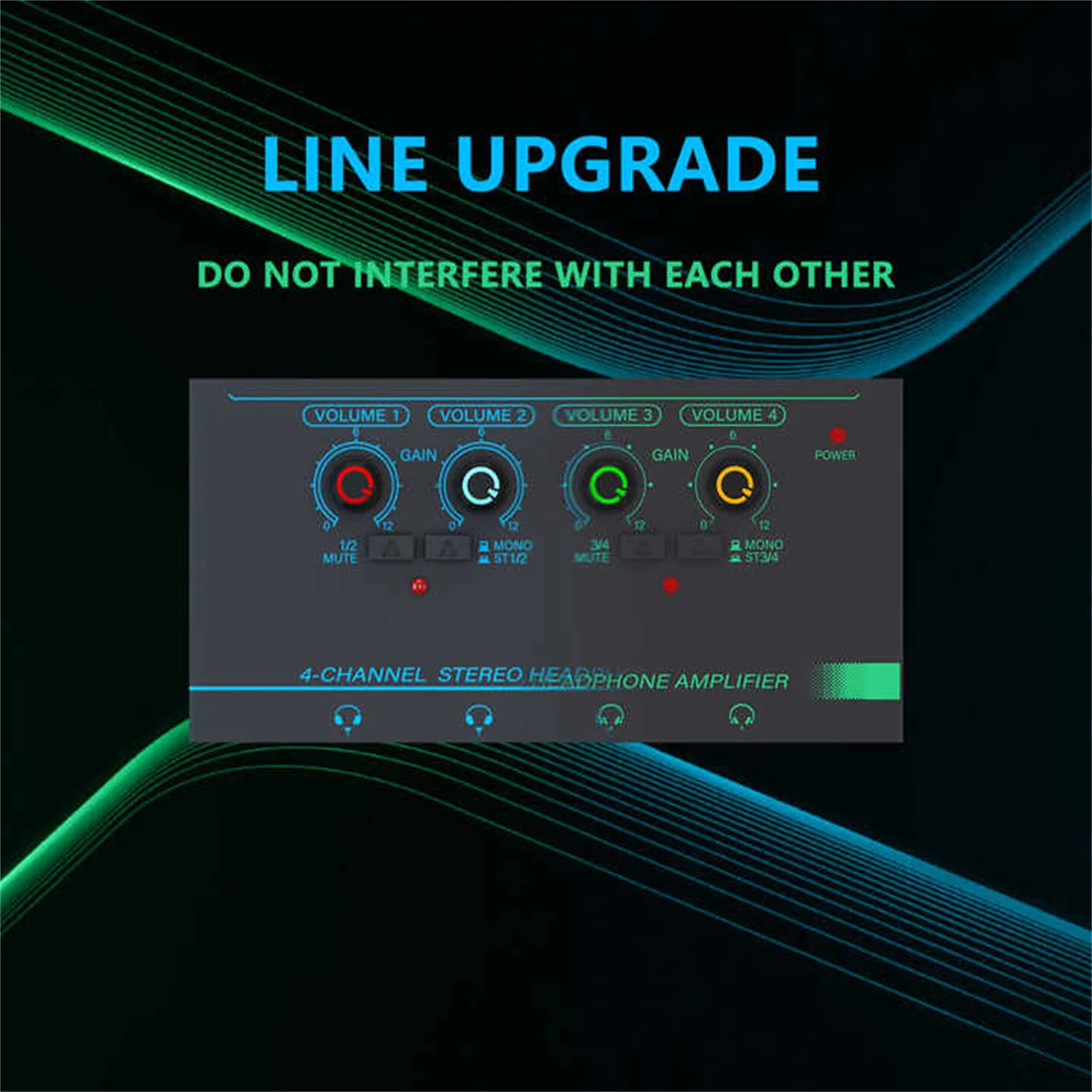 GAX-PX400 4-قناة مضخم ضوت سماعات الأذن أحادية مفتاح ستيريو صغير إشارة الفاصل ميكروفون ميكروفون أداة