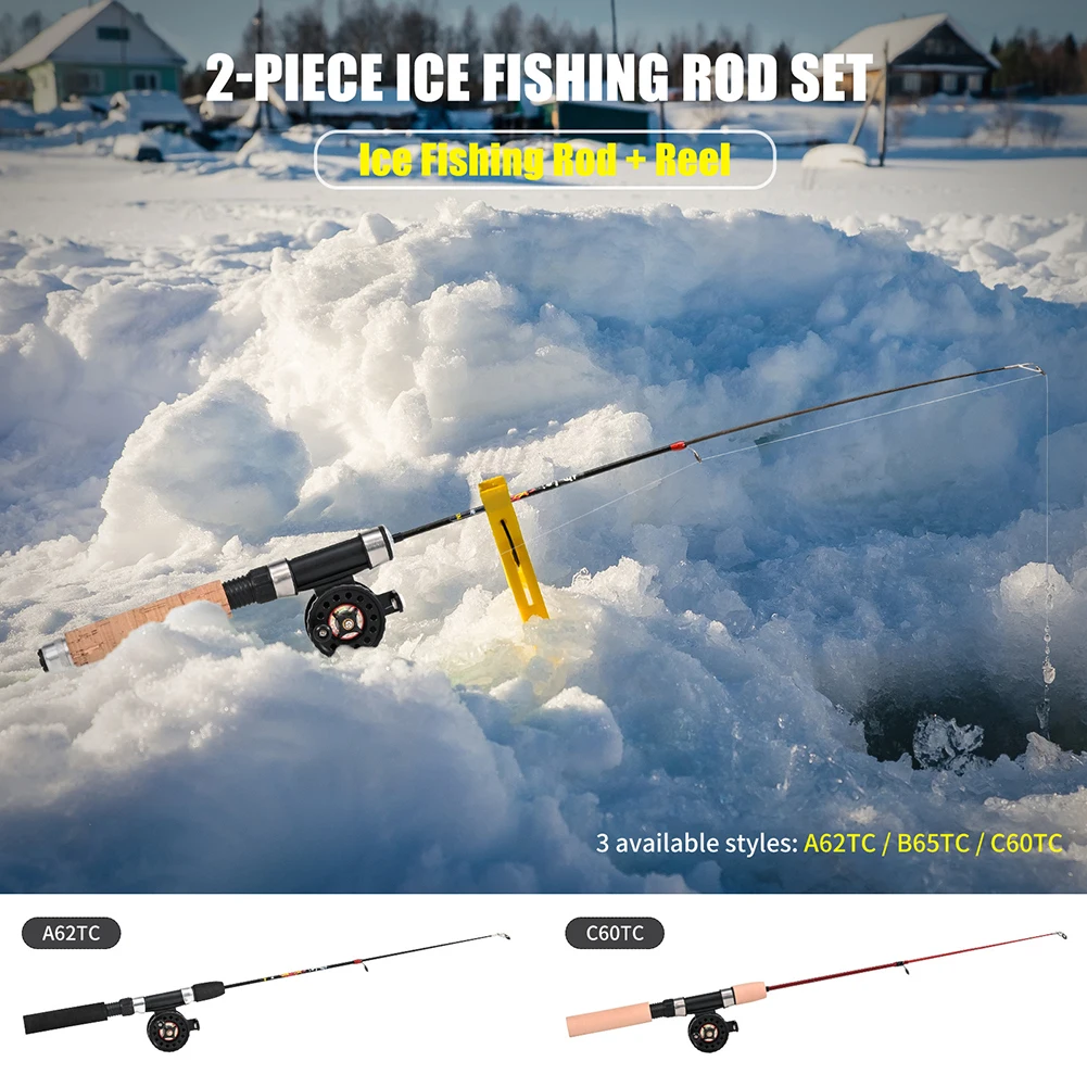 1 Set Fishing Rod With Fishing Reel Short Portable Mini Winter Outdoor Ice Fishing Stretch Rod Tools Accessories
