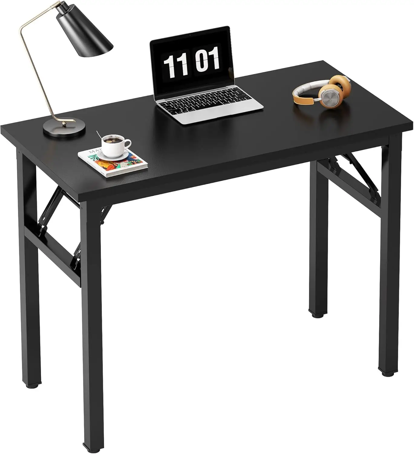

Small Computer Desk 31.5 inches Folding Table No Assembly Sturdy Small Writing Desk Folding Desk for Small Spaces, All Black