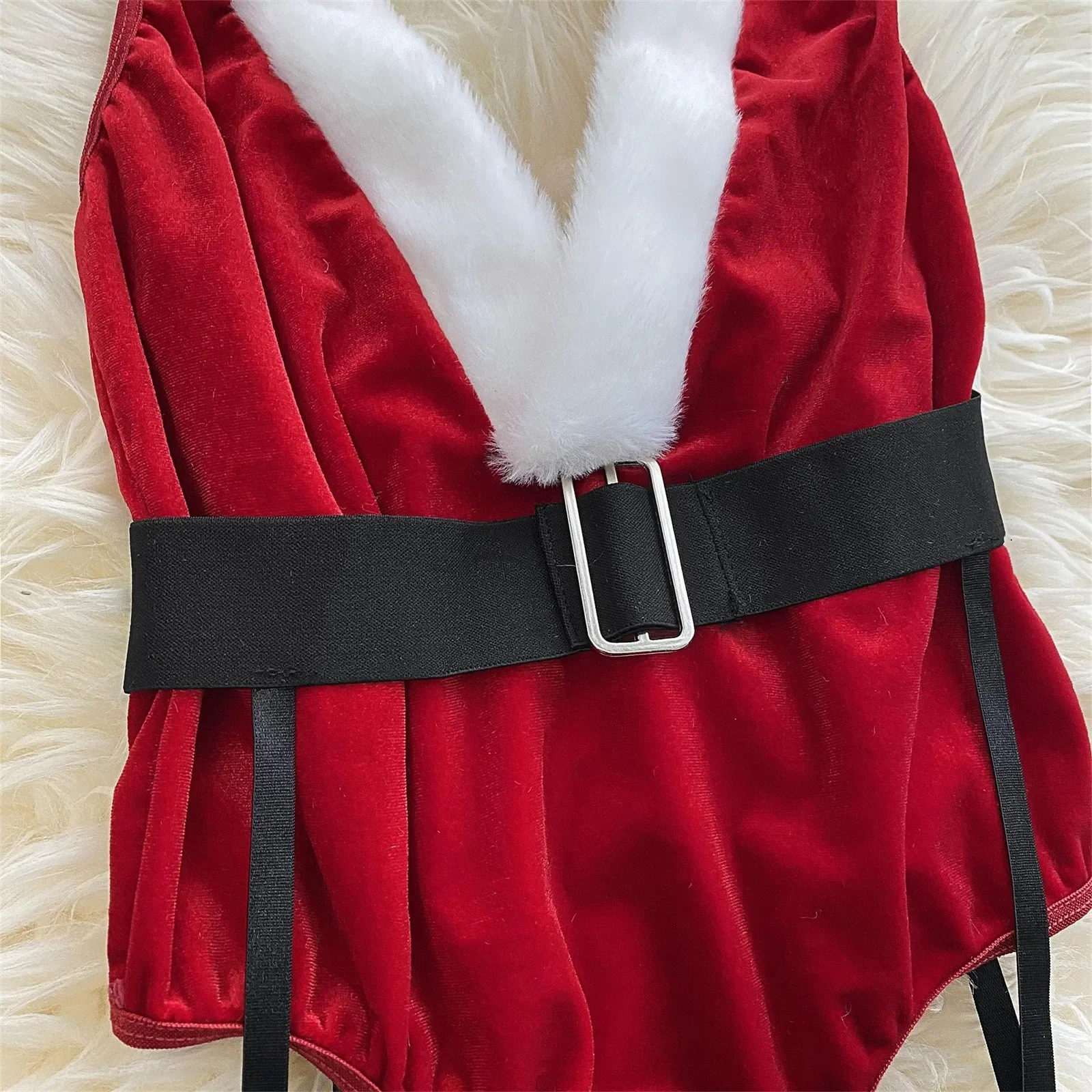 Conjuntos sexys de Navidad para mujer, mono rojo de conejito, lencería y sombrero, ropa interior, conjunto de lencería Sexy para mujer, lencería sexy de femmes