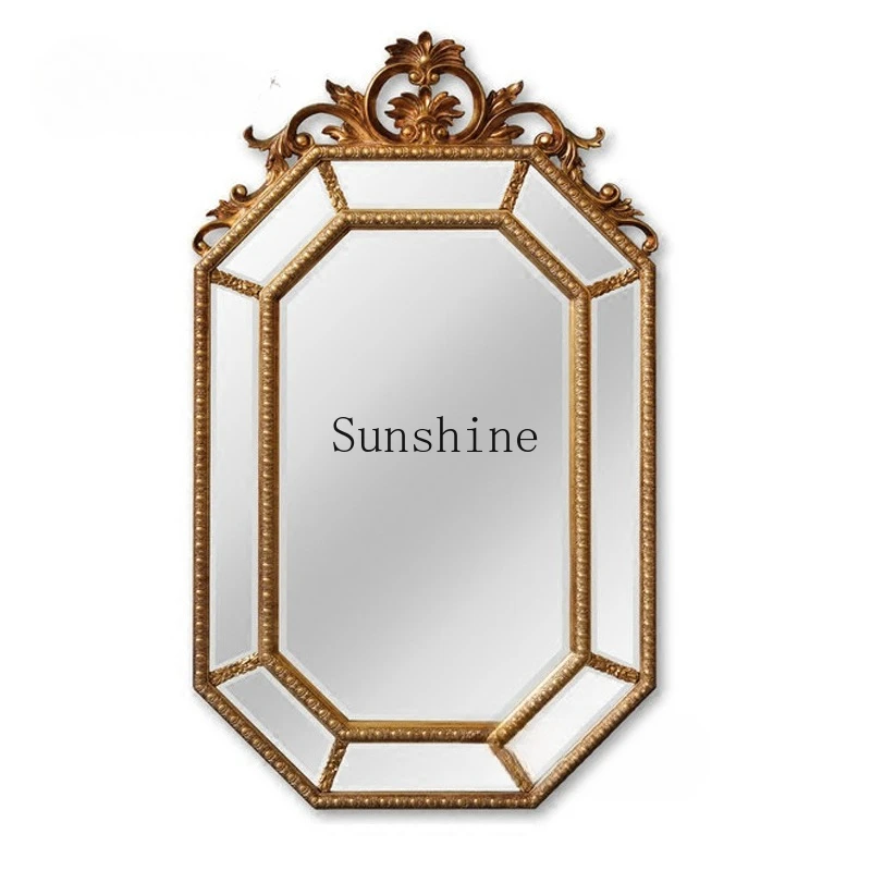 

European-style bathroom decoration wall-mounted bathroom framed mirror simple and modern