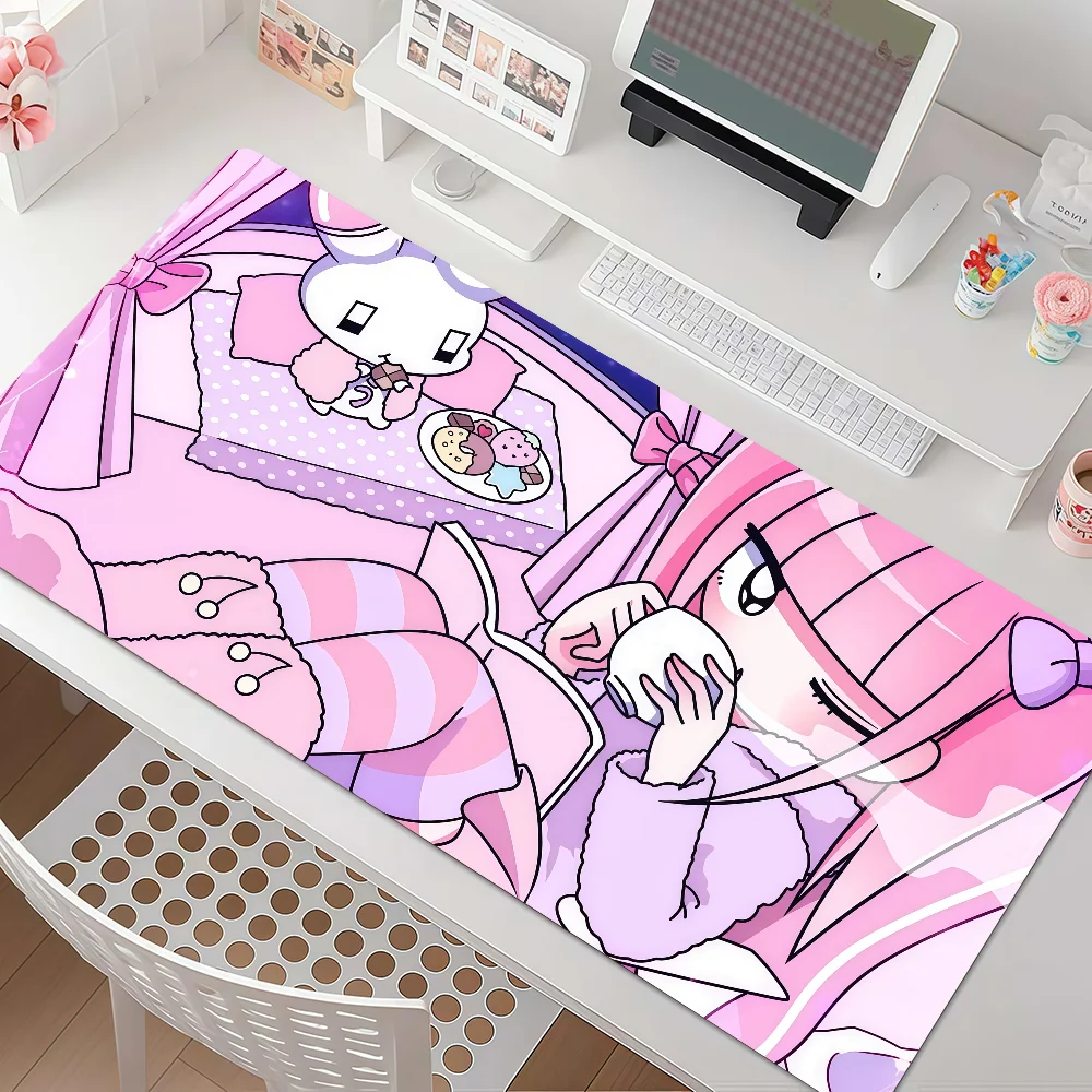Cartoon Menhera C-Chan Kawaii Pink Mouse Pad Anti Slip Rubber Edge Locked Thickened Laptop Gaming Desk Mat