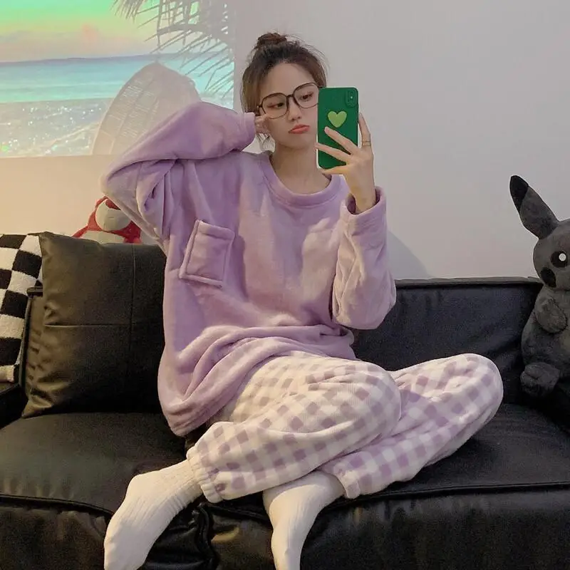 Damski komplet dwuczęściowy w stylu kreskówkowym, na jesień i zimę, minimalistyczna piżama, seksowna odzież do spania, nowy zestaw dwuczęściowy, odzież damska.