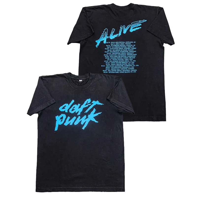 Daft Punk Band Electronic Music European and American Trend Brand Rock Simple Text Casual Short-sleeved T-shirt
