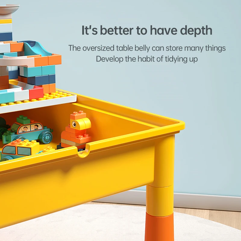 子供のためのアクティビティウォーターテーブルと椅子セット、大きな大理石の実行、DIYビルディングブロック、3、5 in 1、143個