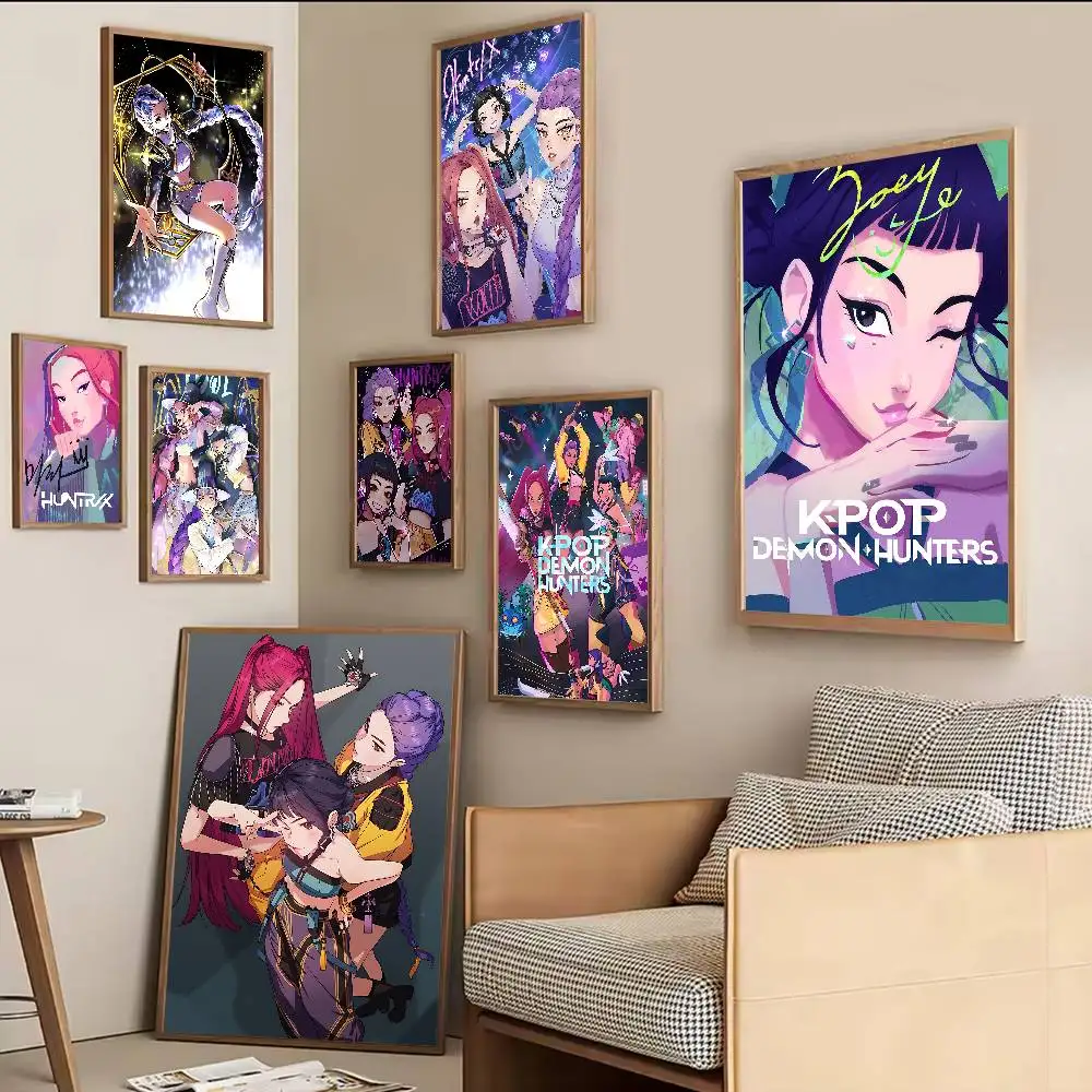 Kpop D-Demon H-Hunters الكرتون الكلاسيكية خمر الملصقات ديكور اللوحة جدار الفن الأبيض كرافت ورقة Kawaii غرفة ديكور