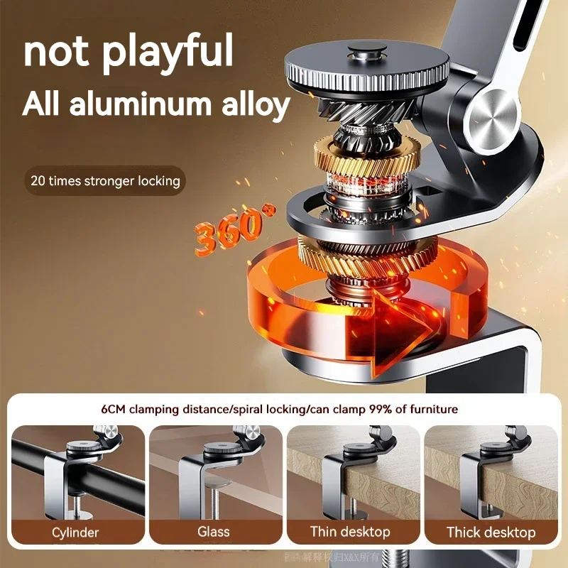 Folding Clip Desktop Phone Holder Bracket Tablet Holder Aluminum Alloy Stand Rotatable Cantilever Home Live Holder for Ipad Pro 4