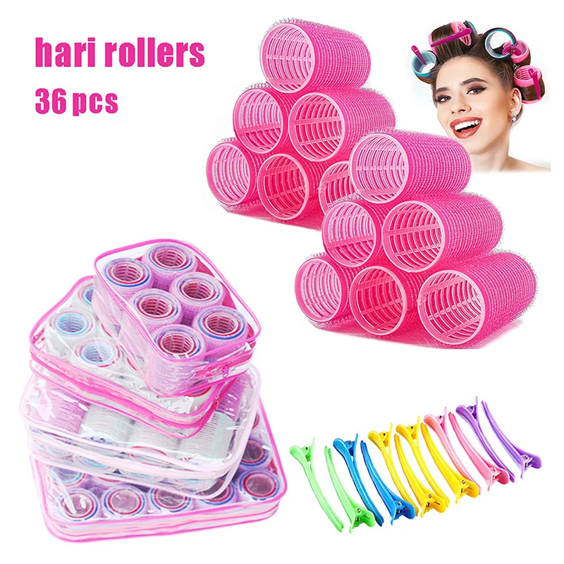 36 Stuks Set Haar Rollen Haarspelden Kit zelfklevende Lui Lucht Pony Roller Haarkrulspelden Clips Styling Tool