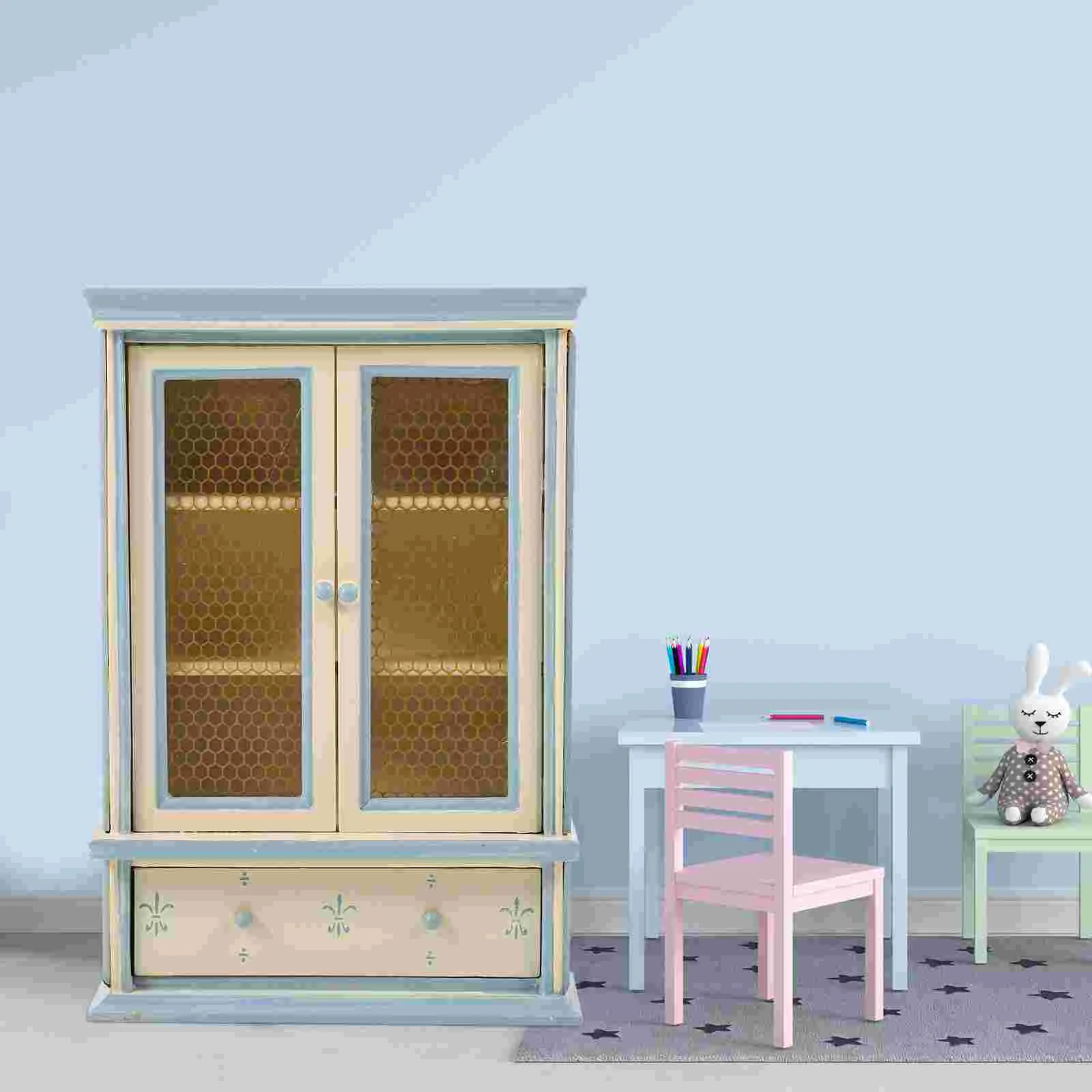 Modèle d'étagère de maison de courses, mini meubles en bois, vitrine pour bébé, armoire de bureau, ornement en verre, petit