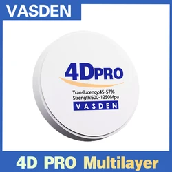 VASDEN-blocos Multi-mergulhados da zircônia para o laboratório dental, disco da zircônia, placas da zircônia da Multi-camada, A4, A2, A3, 8Y, A1, A2, A3