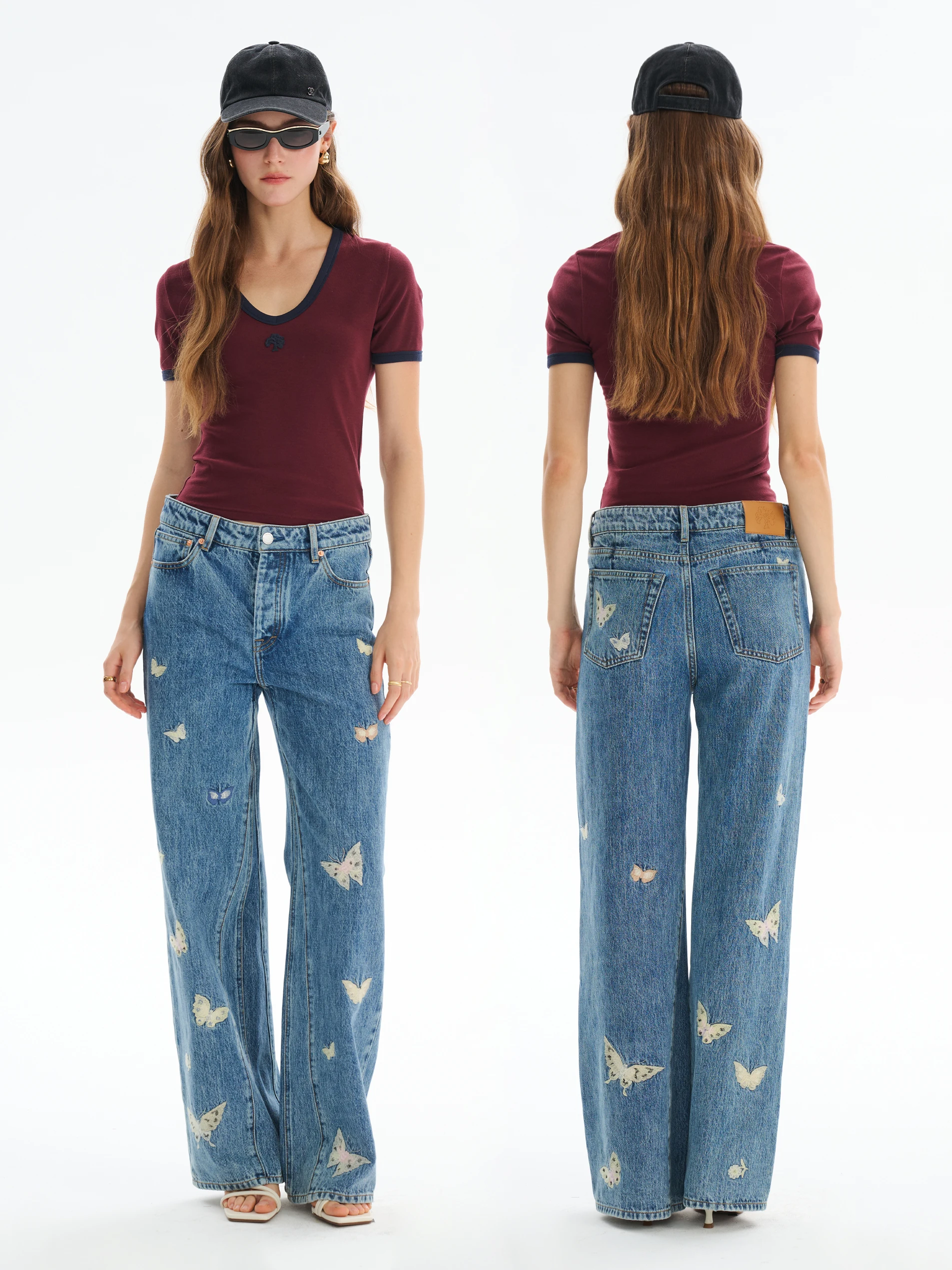 

MAIMAI Ladies American Retro ort Sve T-irt V-Ne Color Blo Design Summer Casual Sle Stand Fit T-irt