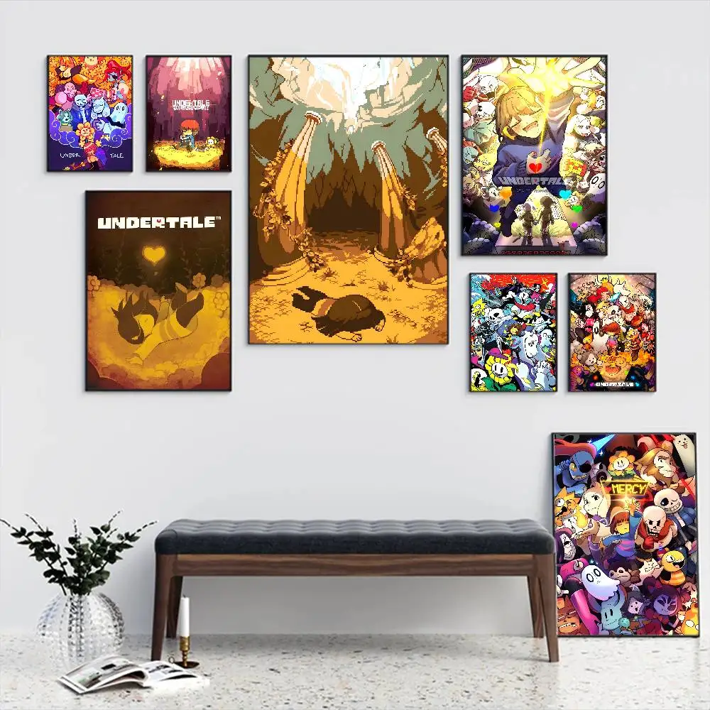 Anime Designs Game Undertale Vintage Movie Sticky Posters Kraft Paper Sticker DIY Room Bar Cafe Aesthetic Art Wall Painting