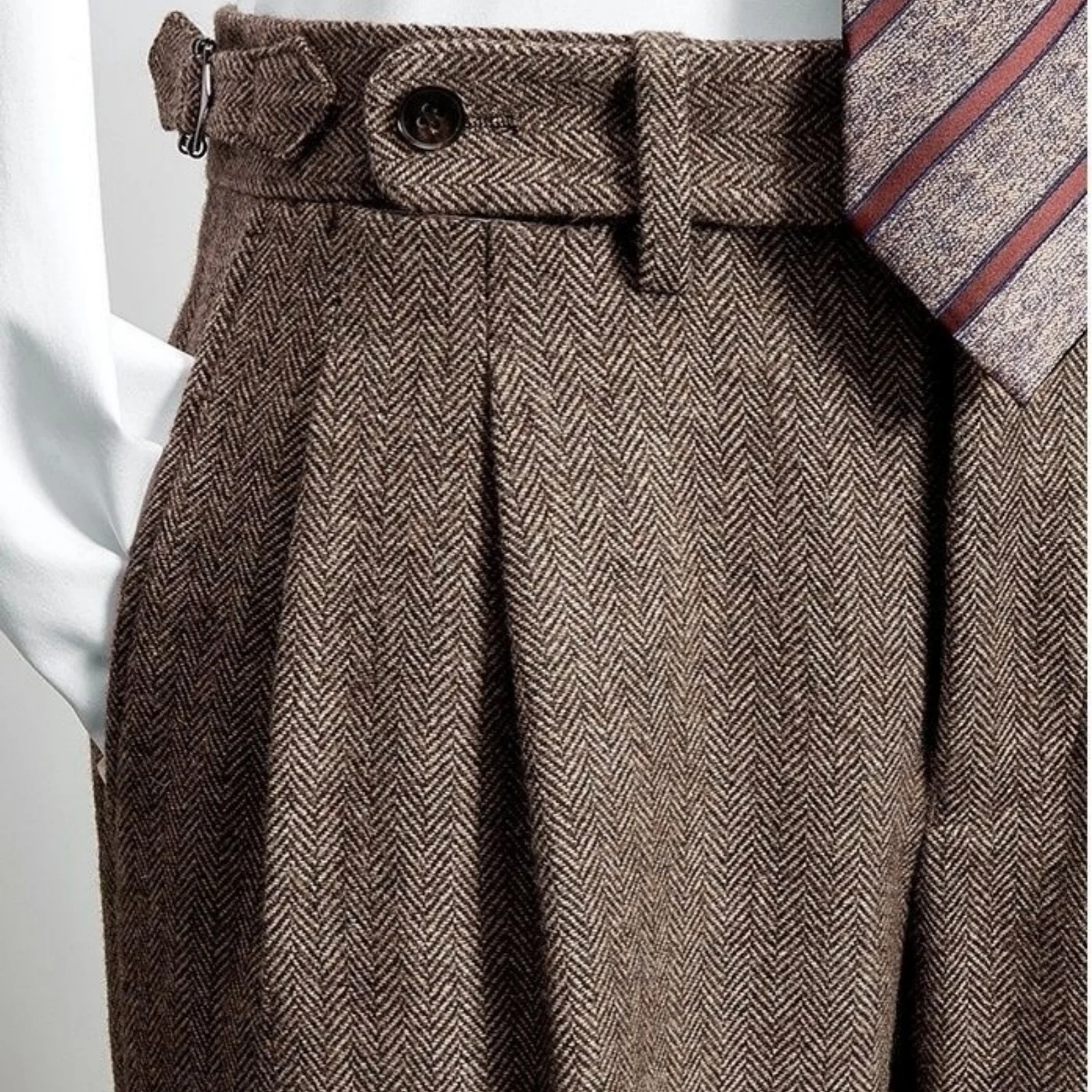 

AnnieBritney твидовые мужские брюки с узором «елочка», формальные облегающие осенне-зимние брюки для мужчин, умные повседневные брюки для мальчиков