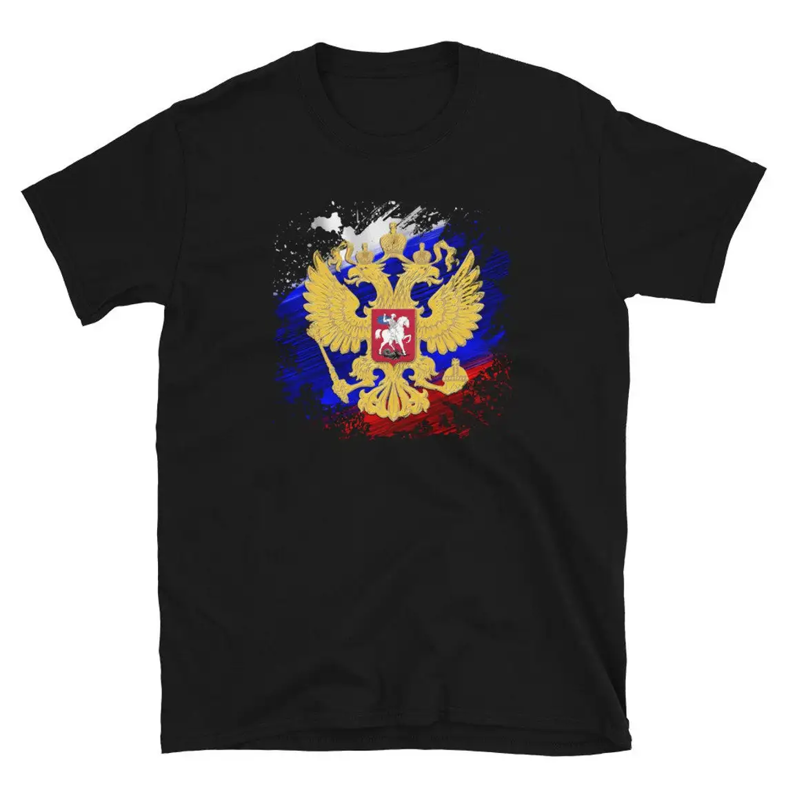 

Vintage Style Russian Flag Double-headed Eagle Badge T-Shirt New 100% Cotton Short Sleeve O-Neck Casual Mens T-shirt Streetwear