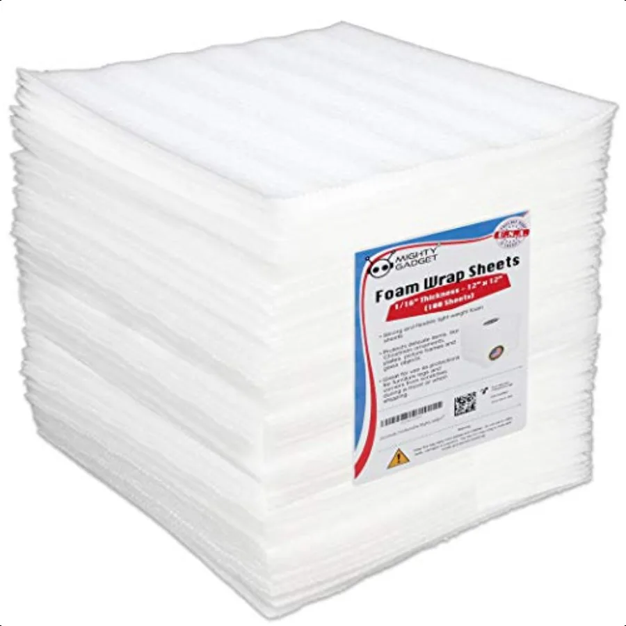 

100 Pack Premium Cushioning Foam Wrap Sheets 12x12x1 16 Packing Foam Sheets for Fragile Items and Moving plies for Dish Packing