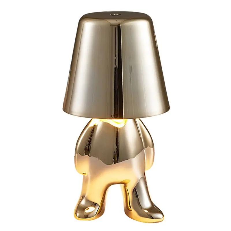 A76KBG! Small Golden People Table Lamp Touch Adjustable Switch LED Night Light Bedroom Desktop Decorative Reading Lamp Gold