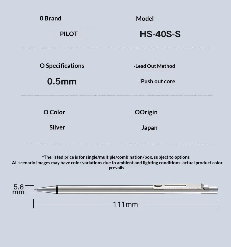 PILOT HS-40S-S BIRDIE Mini Druckbleistift 0,5 mm Silber Ultra-Slim Edelstahlhülse Taschen-Zeichenstifte Japanische Schreibwaren – Detail 13