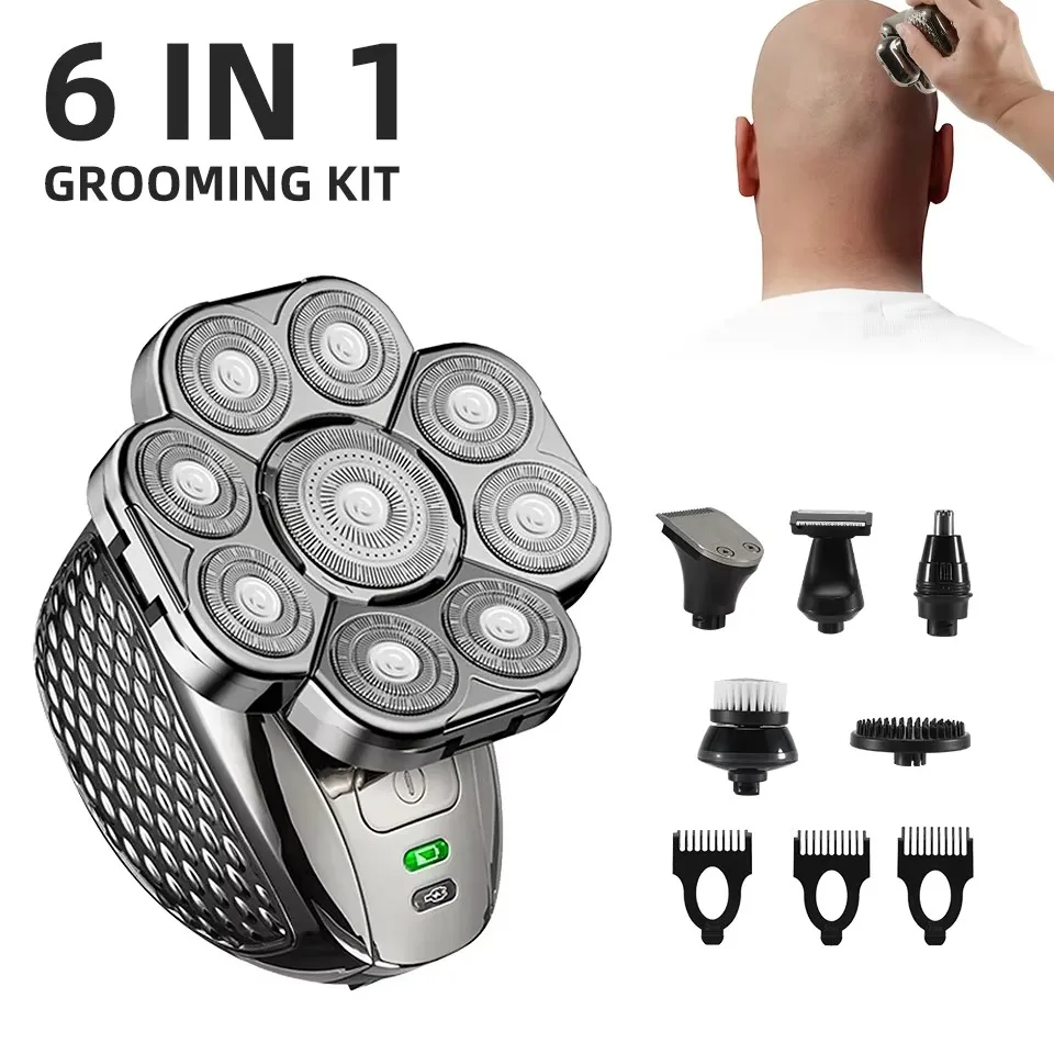 Kit de toilettage électrique aste 6 en 1 pour homme, rasoir pour le visage et le corps, tondeuse à barbe, machine à raser la tête chauve