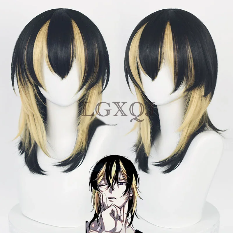 50cm Rindou Haitani Ran Haitani Cosplay Peruka Anime Tokyo Revengers Mężczyźni Czarny Złoty Żaroodporny W magazynie Peruki imprezowe + Czapka z peruką