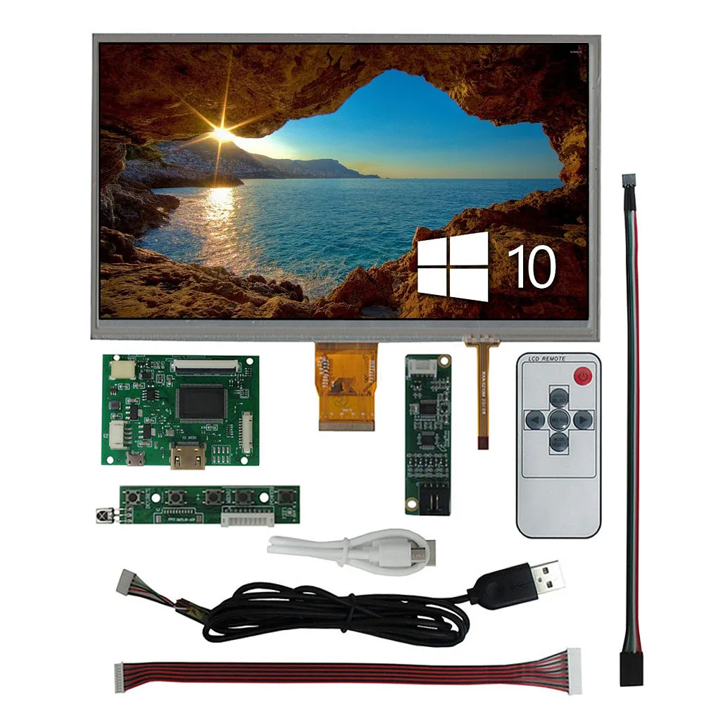 10.1 Inches Screen Display LCD Monitor Digitizer Touchscreen Driver Control Board HDMI-Compatible For Orange Raspberry Pi 3