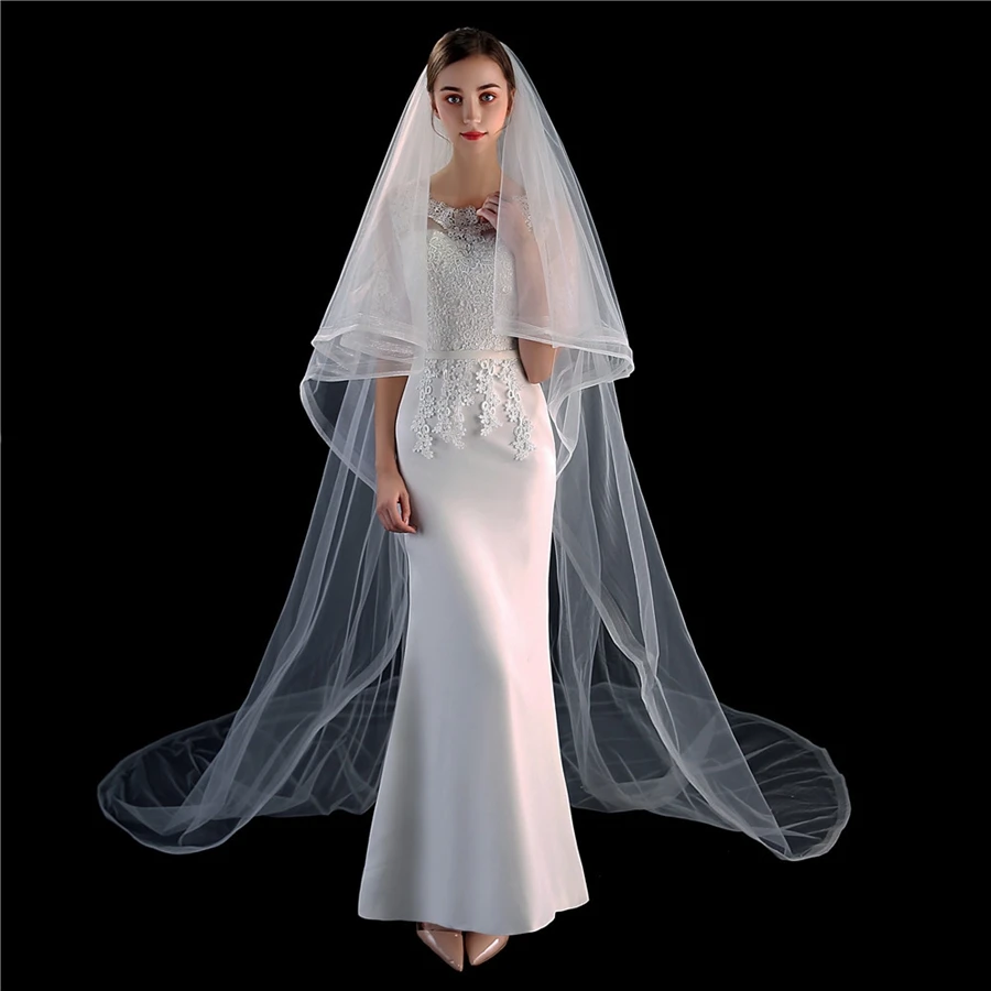 New Arrival White Ivory Cathedral wedding veils for bride Bridal veils Velos de novia Velo wedding accessories Mariage welon