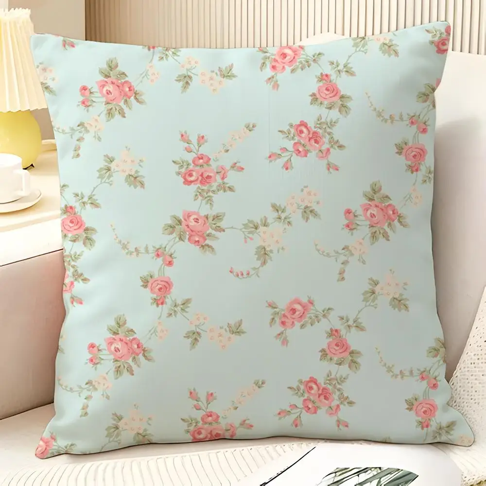 Romantischer Eleganter Blumendruck Kissenbezug Natürliches Leinen Organischer Stoff Beidseitiger Druck Sofa Heimdekoration Geschenk Kissenbezug – Detail 11