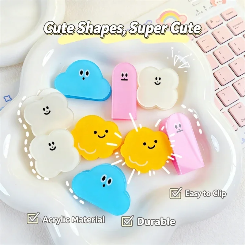 Multicolor Cartoon Acrylic Tail Clip, Document Ticket Clip,Manual Ledger Clip,Clips Paper Clamp Office Stationery Easy To Carry