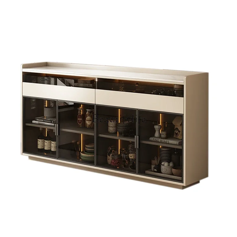 

ld36**Modern simple rock slab dining side high-end light luxury solid wood side cabinet against the wall tea cabinet