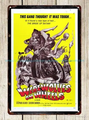 Werewolves on Wheels biker Movie Poster 1971 metal tin sign unframed art