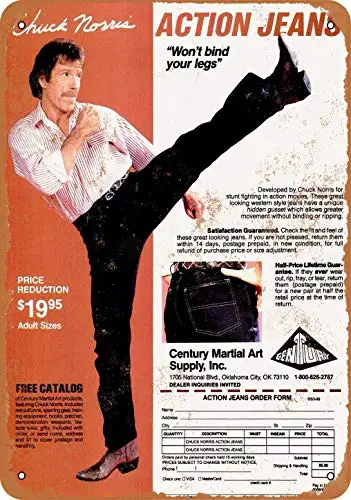 1980 Chuck Norris Action Jeans Vintage Look Metal Sign Wall Sign