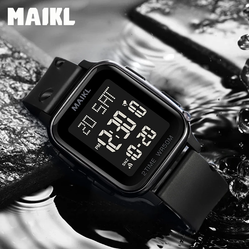 MAIKL GM27 Clock reloj hombre Fashion LED Light Digital Watch Mens 5Bar Waterproof Calendar Countdown Electronic Wristwatche