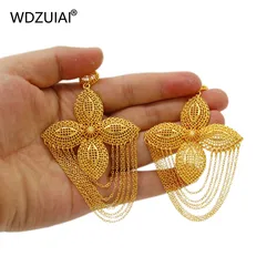 WDZUIAI New Arrival Petal Shape Tassels Earrings French Arab Women Girls Party Luxury Jewelry Friends/Birthday Beautiful Gifts