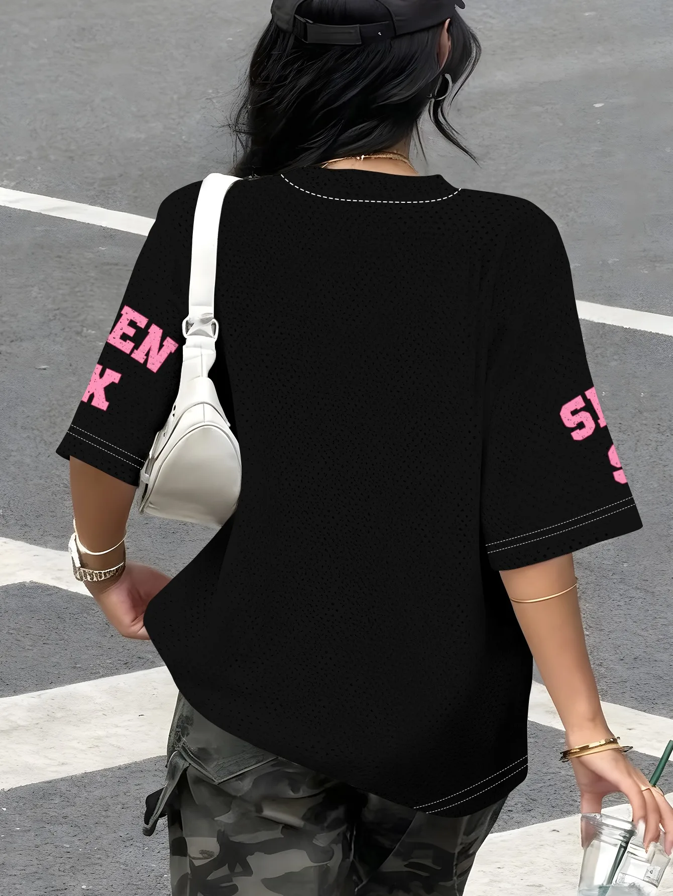 Summer New Six Seven 67 Print T-Shirt For Women Short Sleeve V-Neck Sports Tees Football Jersey Y2K Casual Oversized Tops