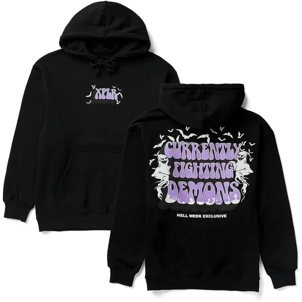XPLR Sam and Colby Hell Week Fighting Demons HW Halloween Merch Hoodies Unisex Hooded Sweatshirt Casual Clothing Popular Top