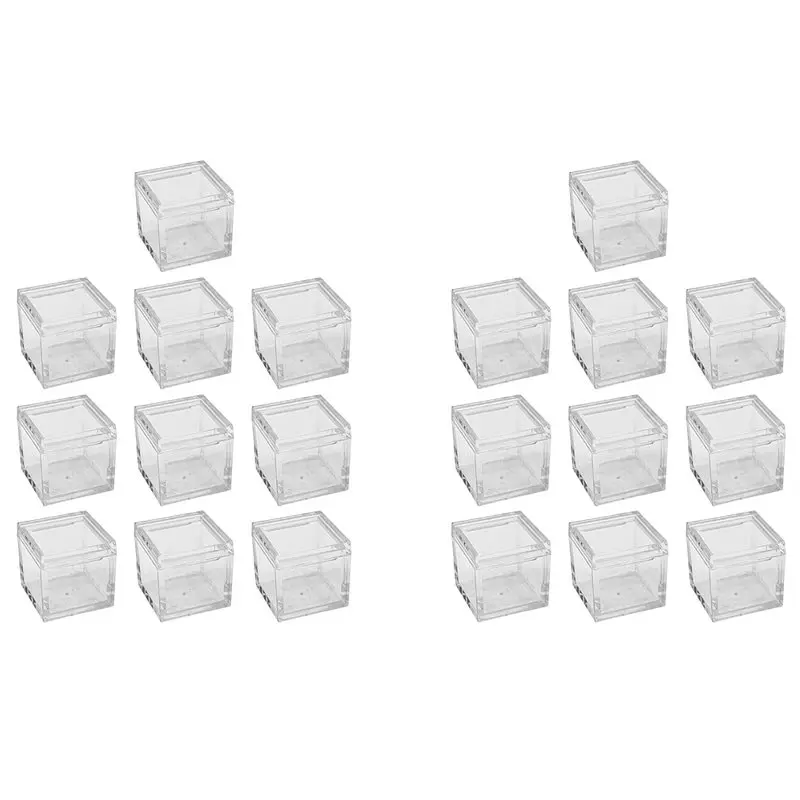 BHBD-20Pcs Acrylic Box Trays For 0.39Inch 10Mm Elements Cubes Clear Case Periodic Table Bracket For Elements Collections