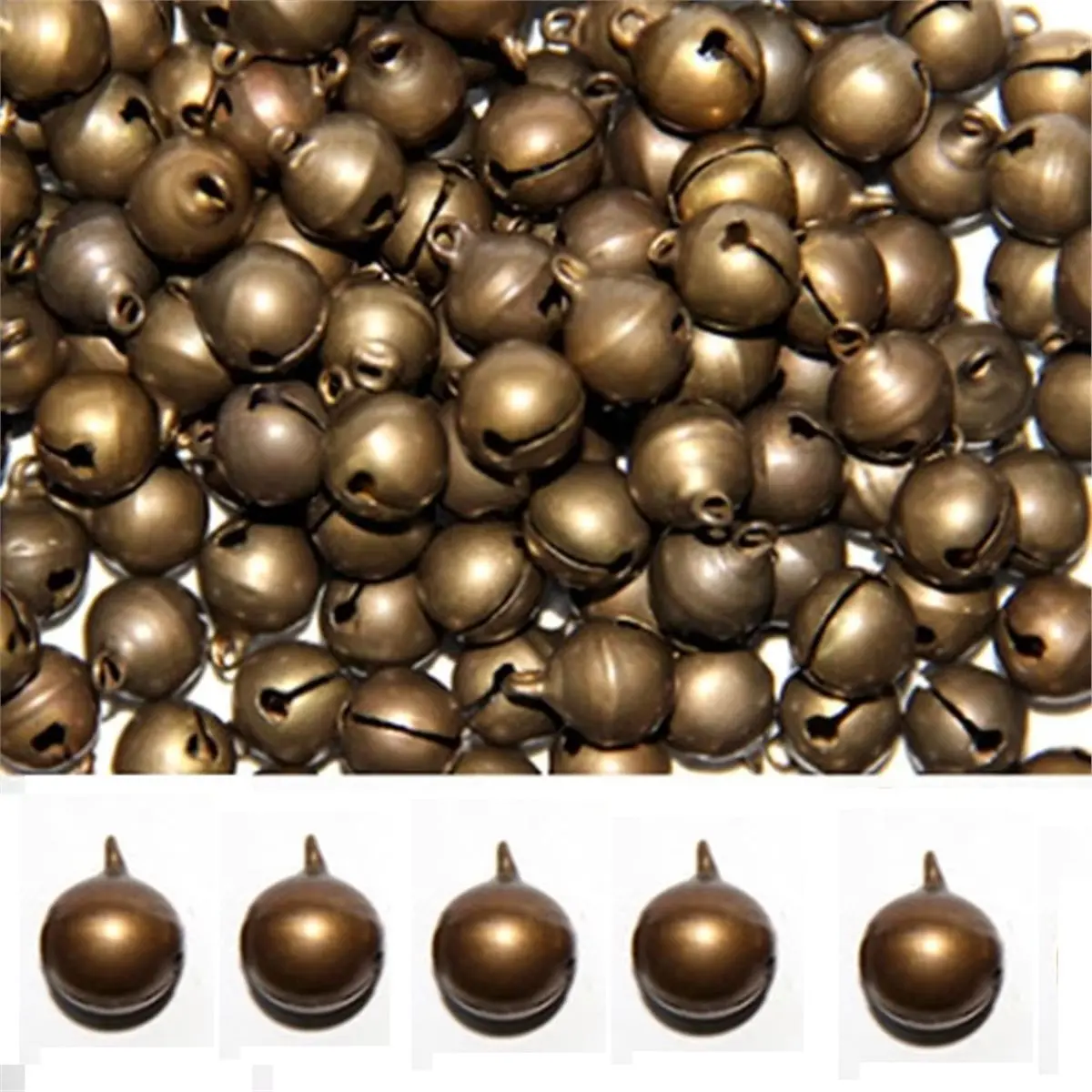 10 PCS Small Bronze Jingle Bell, 25mm Vintage Alloy Decorative Tone Copper Bell for Christmas Necklace Bracelet