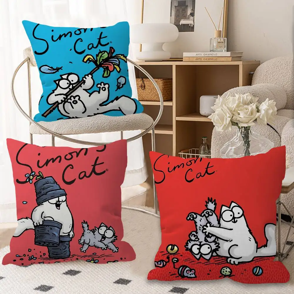 Cute-S-Simons-Cat Cushion Cover Pillowcase Upholstery Sofa Throw Pillow Home Decor Pillowcas