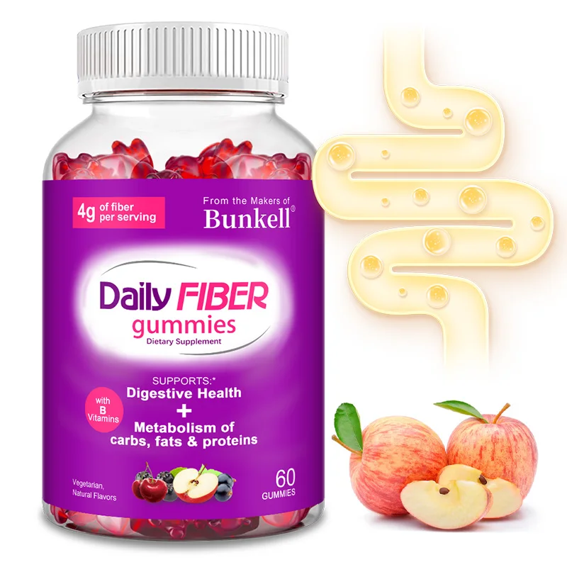 Daily Fiber Gummies with B Vitamins - Supports Digestive Health, Metabolism of Carbs, Fats, Proteins, Gut Health, Regularity