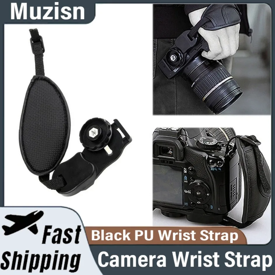 

Ремешок на запястье для камеры из искусственной кожи, ремешок на запястье для зеркальных камер, подходит для Nikon Canon, высококачественный черный ремешок из искусственной кожи