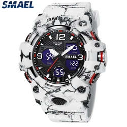 SMAEL Brand Men Sports Watches Dual Display Analog Digital LED Electronic Quartz Wristwatches Waterproof Swimming Military Watch