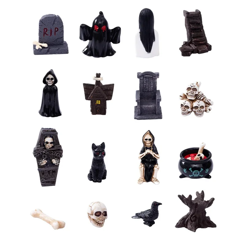 Halloween Decorations Skull Bat Mini Figurines Ornament Desktop Landscape Halloween Skull Figurine Halloween Decoration Ornament