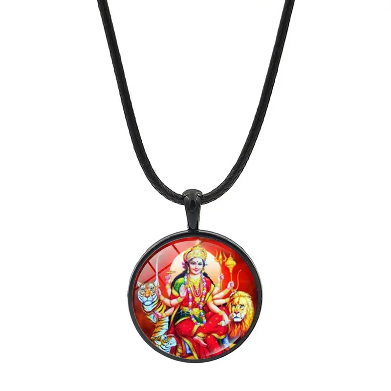 New Product Accessories: Hindu Durga Time Gemstone Leather Rope Necklace, European and American Sweater Chain Pendant Jewelry