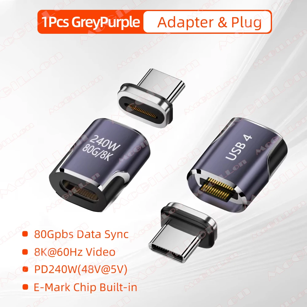 240W USB4.0 80Gbps Thunderbolt5 magnetische Type-C OTG USB C naar USB-C snellaadmagneetconverterkabel 8K @ 60Hz USB Type C-adapter