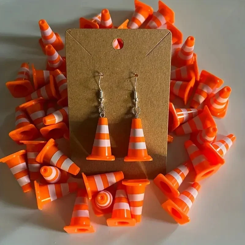 Divertidos aretes de cono de tráfico en 3D: lindas y divertidas joyas colgantes para el verano, pendientes, dije de Cottagecore, joyería única Y2K