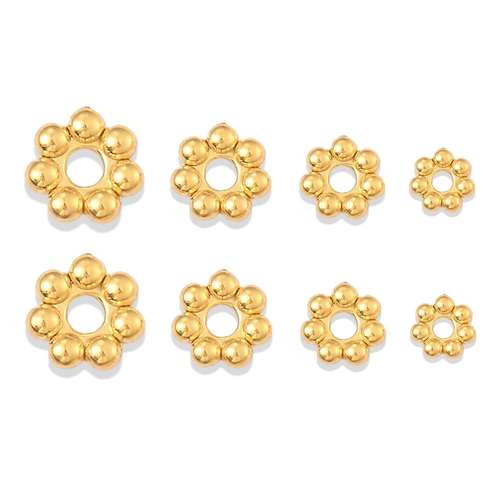 Wholesale 20pcs/lot Stainless Steel Gold Snowflake Spacer Beads for DIY Bracelet Necklace Jewelry Making Supplies 3mm-6mm