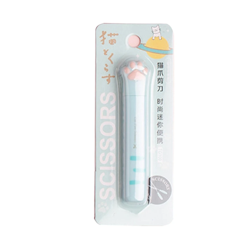 Cartoon Cats Paws Pocket Scissors Mini Stainless Steel Scissors with Protective Cover Portable Scissors Craft Scissors